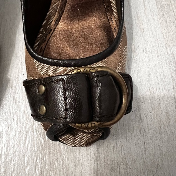 COACH Jacquard Leather Diane Peep Toe Slingback Heels 5.5B - Picture 3 of 6